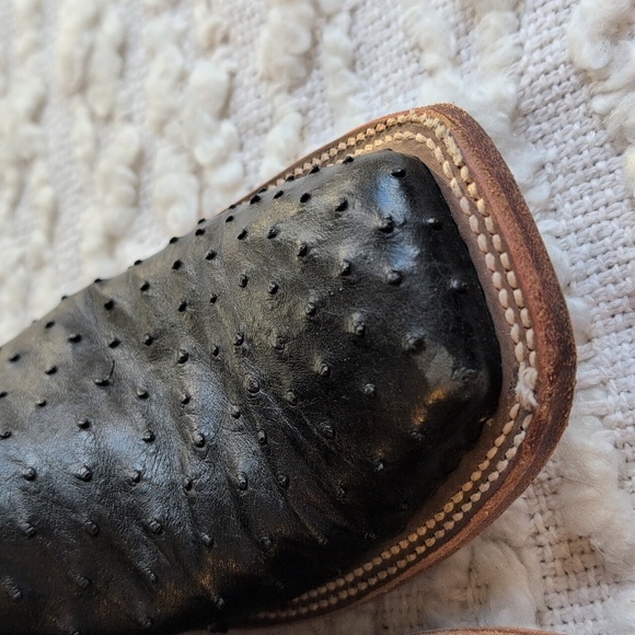 Anderson Bean Women's Black Ostrich Square Toe Cowboy Cowgirl Boots 10B - Picture 6 of 16